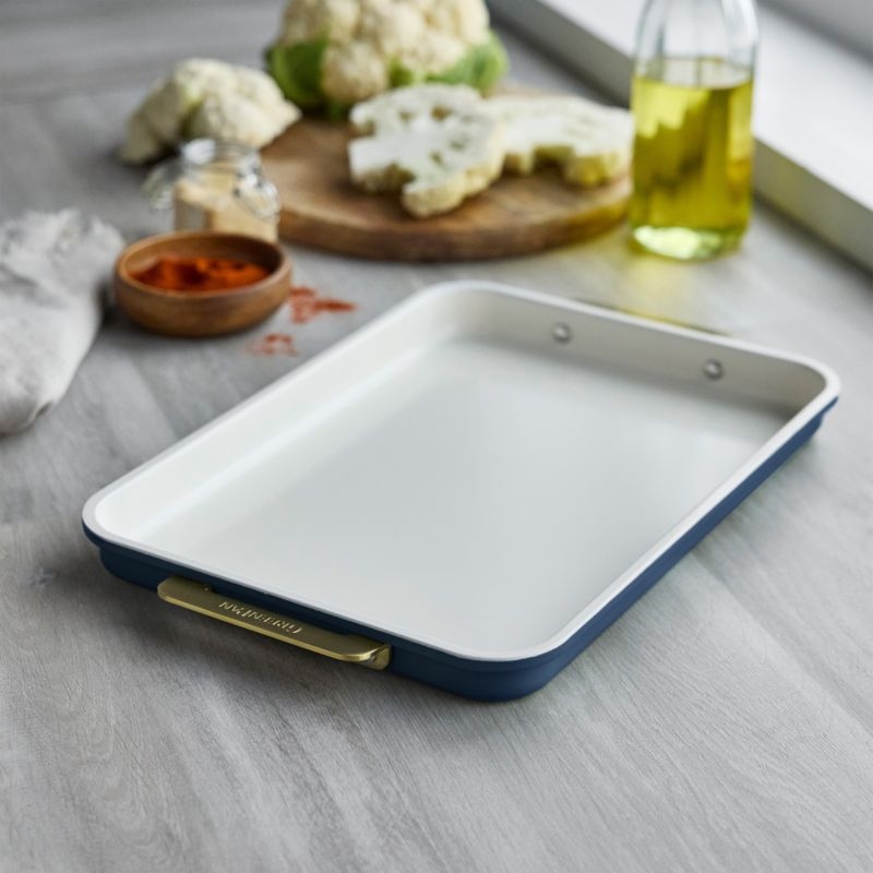 GreenPan Reserve Healthy Ceramic Nonstick Bakeware Quarter Sheet Pan in Oxford Blue - Image 2