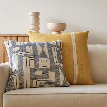 Silk Mono Stripe Pillow Cover, 24"x24", Dark Horseradish - Image 3