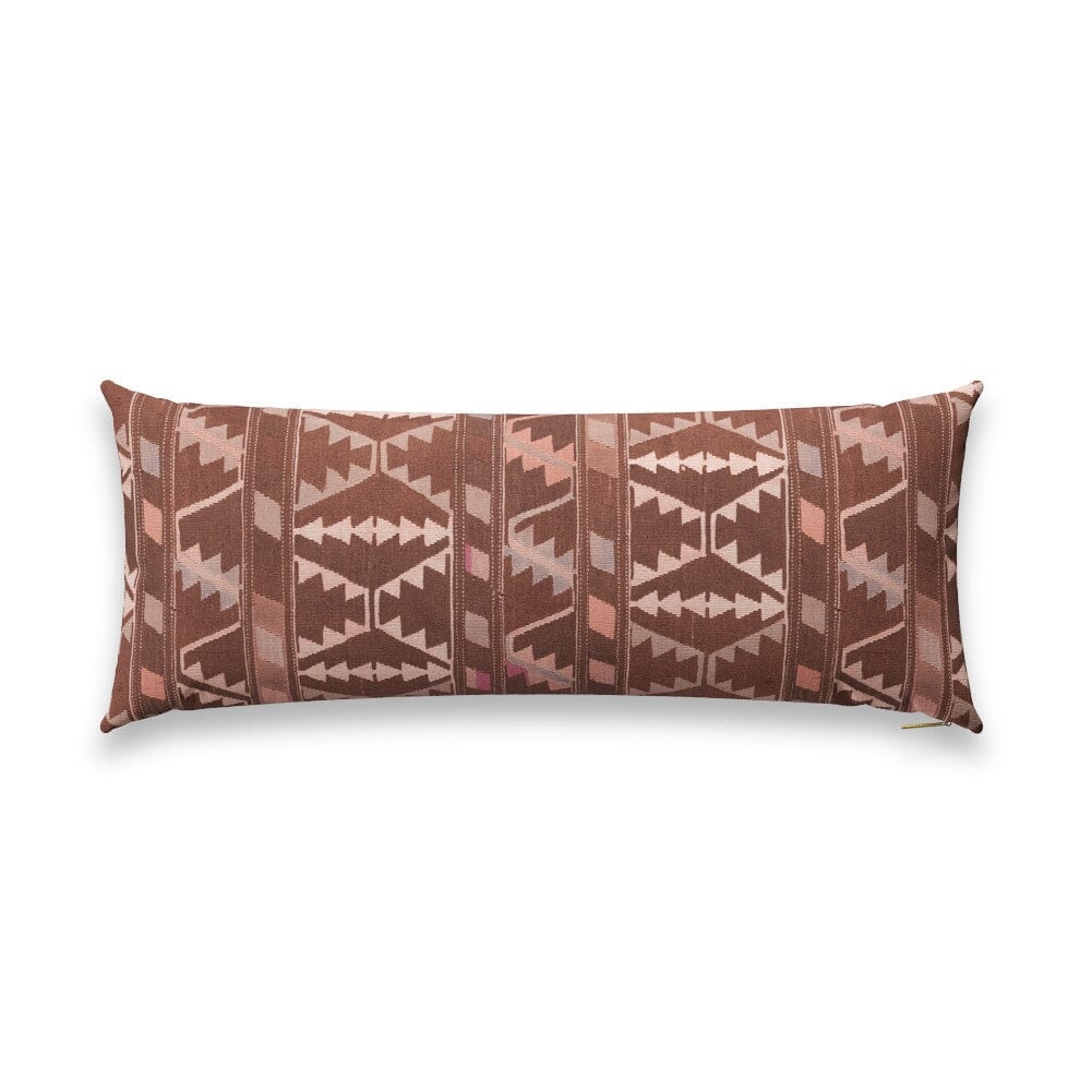 Toffee Cross Kilim Pillow by St. Frank | Brown | 40" W x 15" H | Cotton/Linen - Image 0