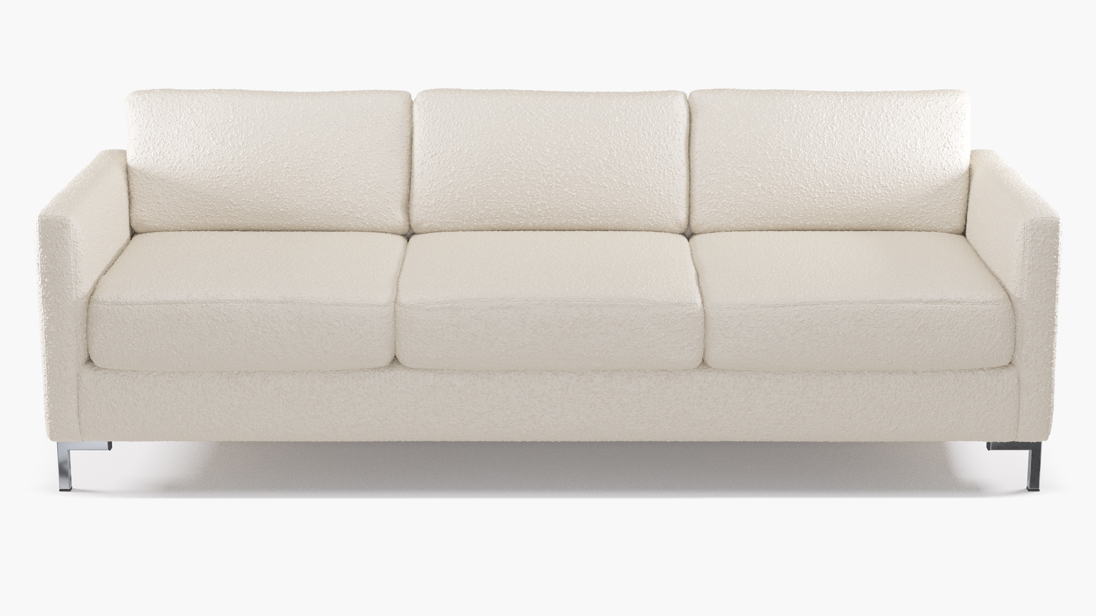 Modern Sofa, Snow Bouclé, Chrome - Image 0
