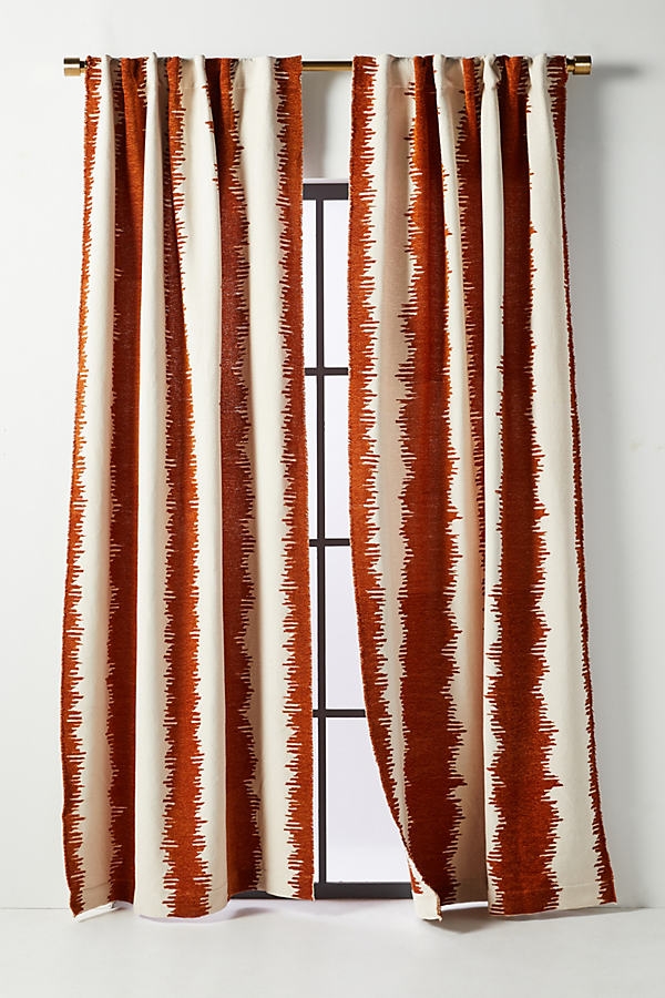 Maiko Jacquard-Woven Curtain By Anthropologie in Orange Size 50X84 - Image 0
