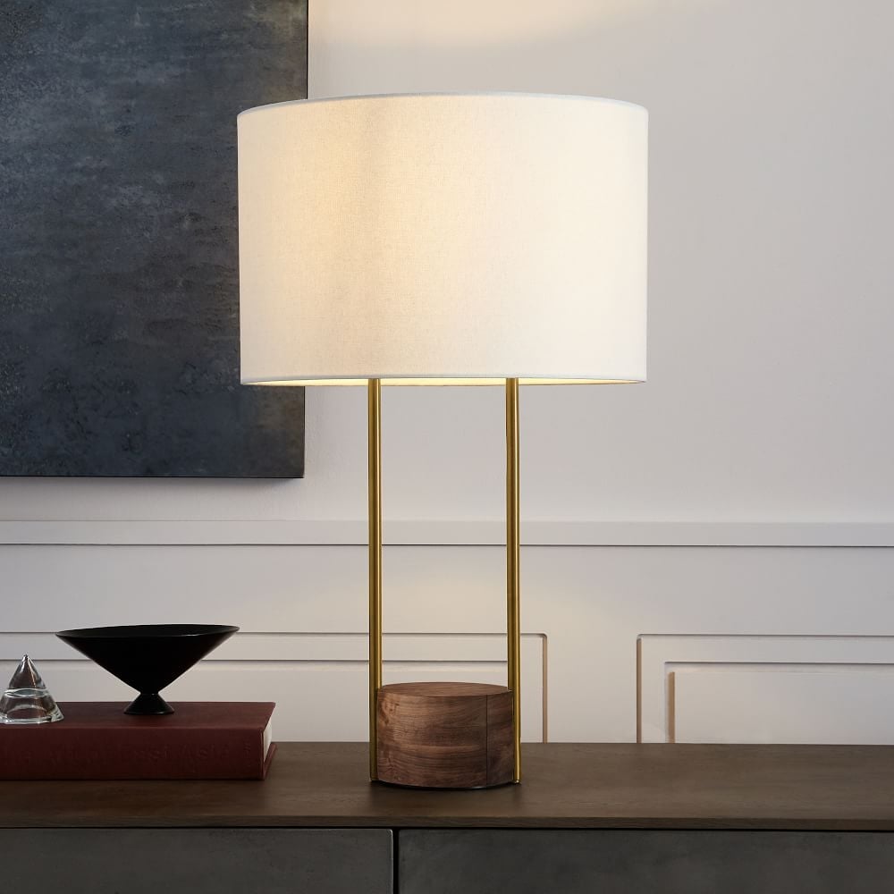 Industrial Outline Table Lamp, Cool Walnut/Dark Bronze, Set of 2 - Image 0