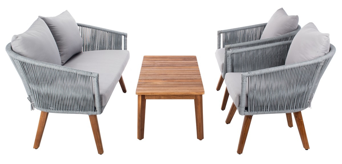 Indoor-Outdoor Velso 4 Pc Living Set - Grey/Grey - Safavieh - Image 5
