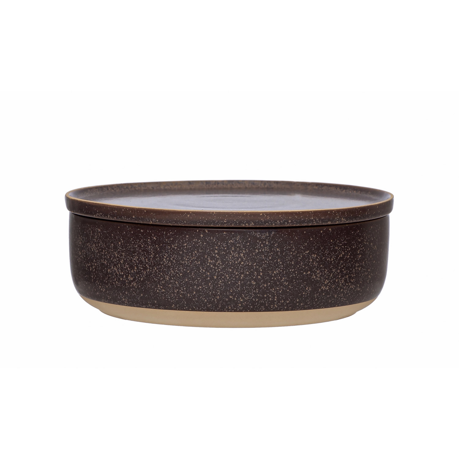 Stoneware Bowl with Lid, Reactive Glaze - Image 0