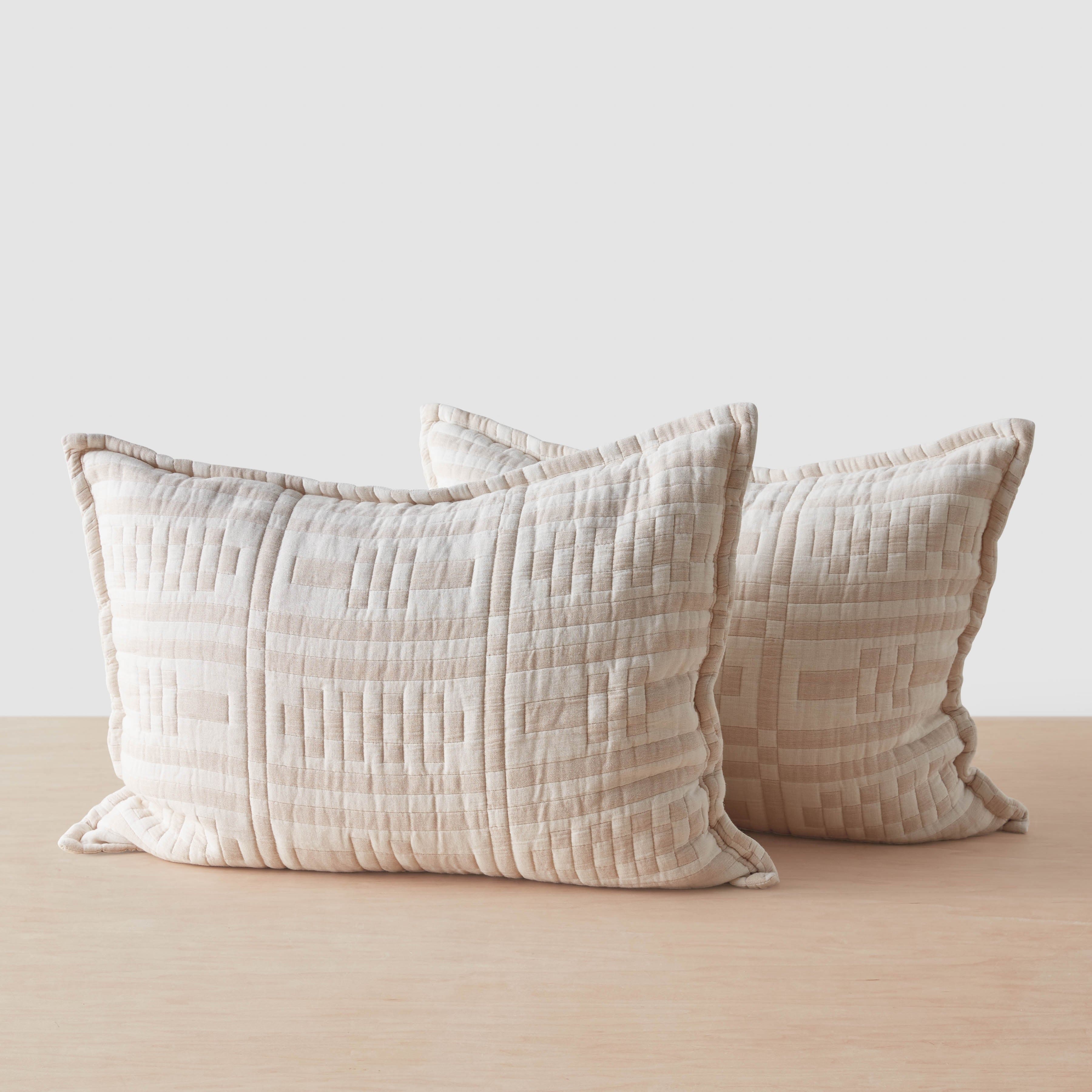 The Citizenry Alegria Organic Cotton Quilted Shams | King Set | Stone Blue - Image 1