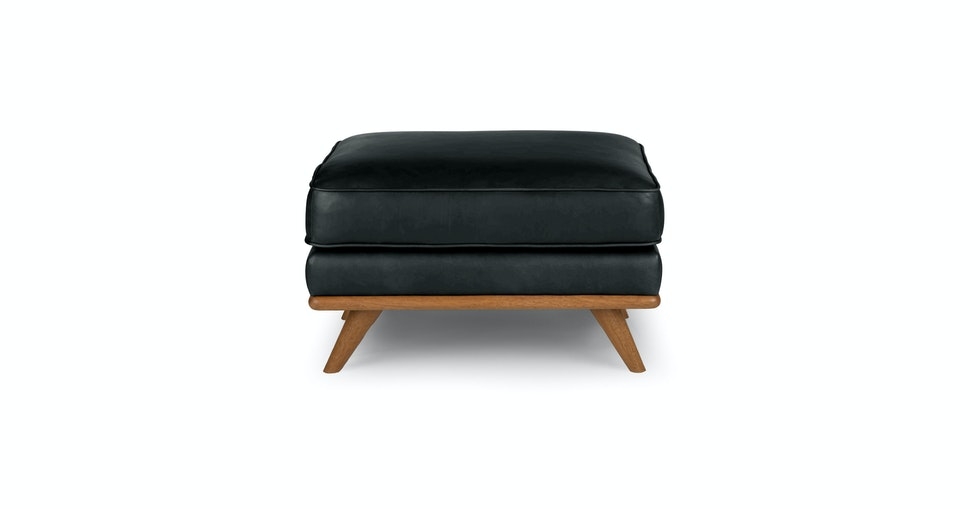 Timber 31" Leather Ottoman - Charme Black - Image 0