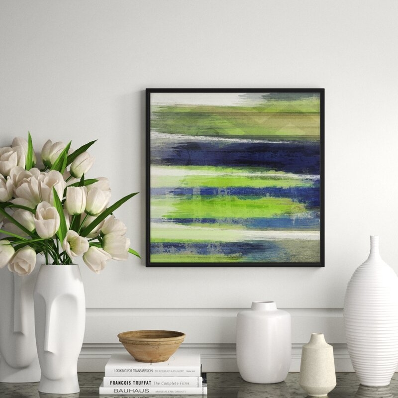 JBass Grand Gallery Collection Streaks of Blue Quadriptic IV - Floater Frame Graphic Art on Canvas - Image 0