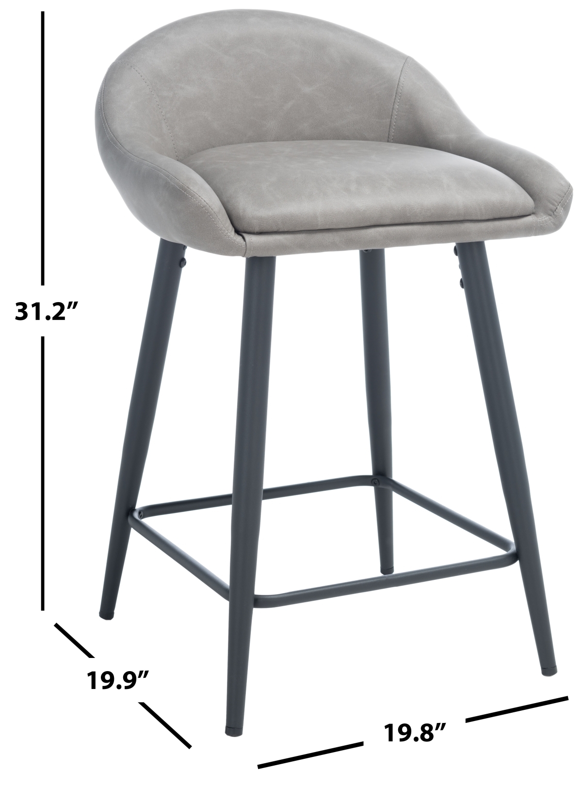 Anson Counter Stool - Grey / Black - Safavieh - Image 7