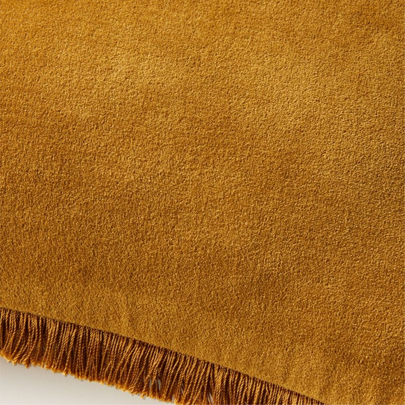 Bettie Tapenade Yellow Velvet Throw Pillow Cover 23" - Image 3