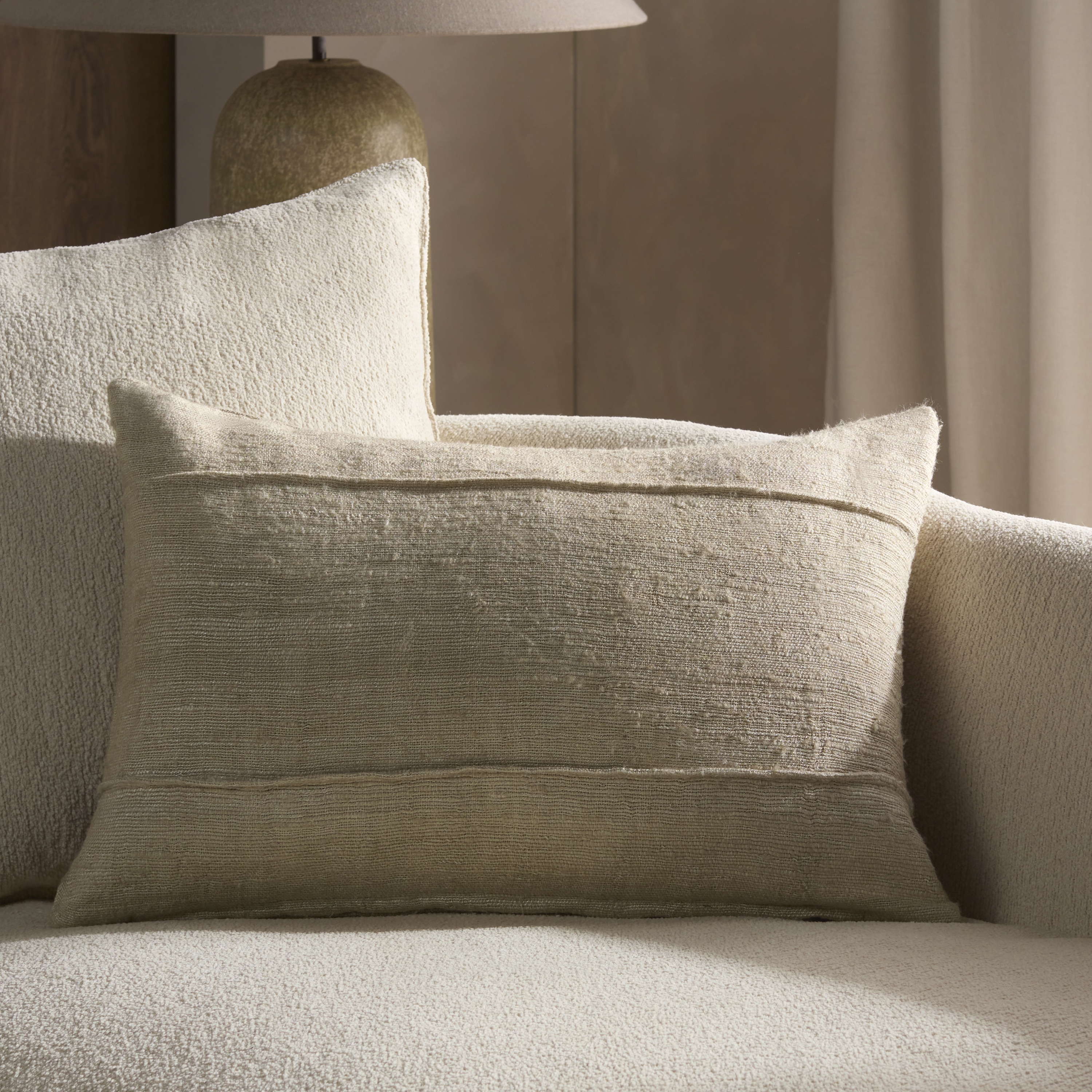 Garreth EMM02 Solid Tan Lumbar Pillow Cover (16"x24") - Image 3