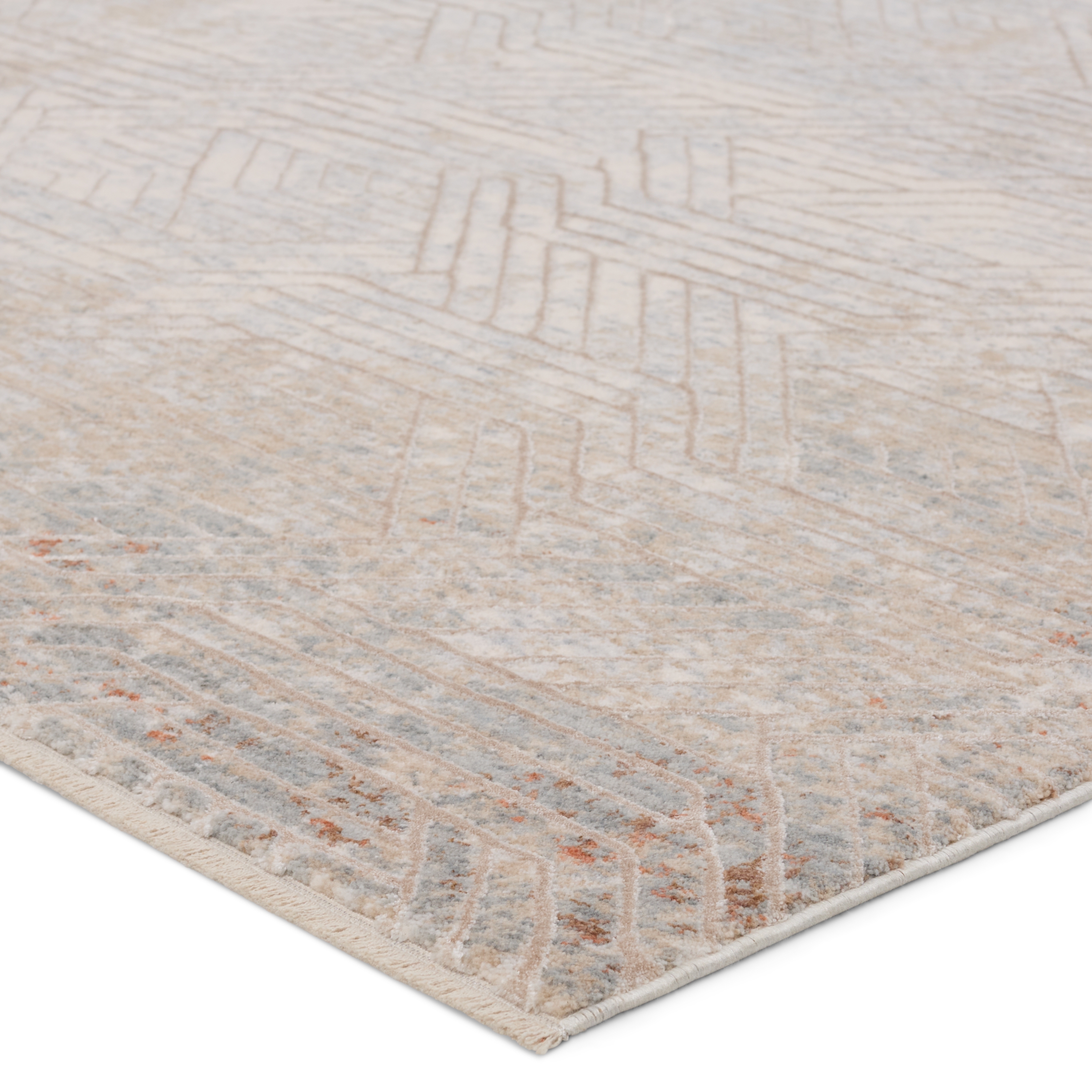 Venture Geometric Tan/ Gray Area Rug (5'X8') - Image 1