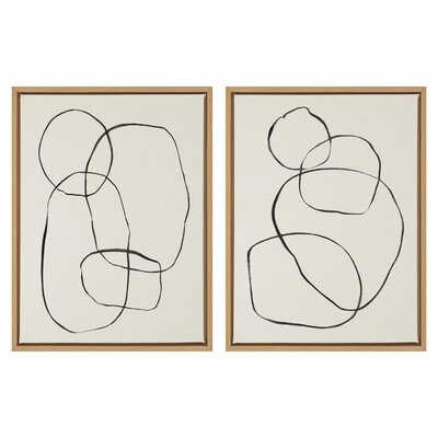 'Circles Flinen' by Teju Reval - 2 Piece  Natural Wood Floater Frame Painting Print on Canvas - Image 0