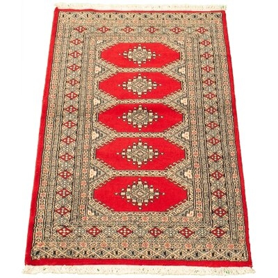 One-of-a-Kind Hand-Knotted New Age 3'1" x 4'11" Wool Area Rug in Red - Image 0