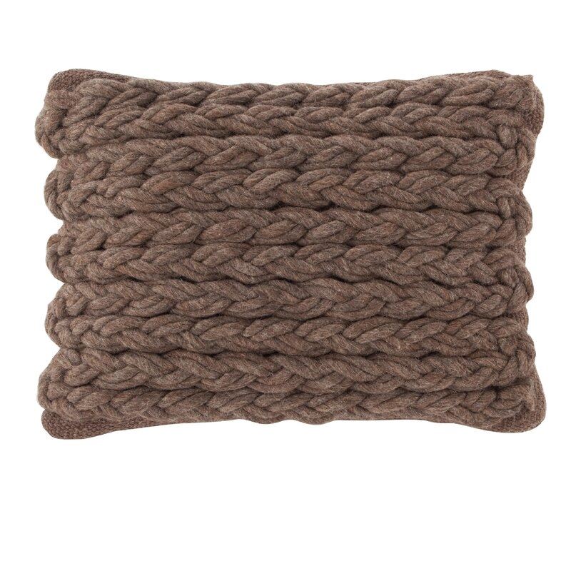 GAN RUGS Trenzas Wool Lumbar Pillow Color: Brown - Image 0
