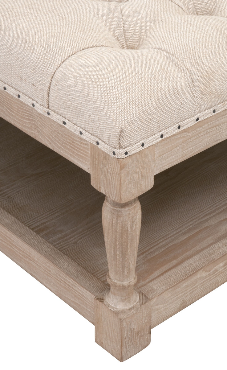 Townsend Tufted Upholstered Coffee Table, Bisque French Linen - Image 3