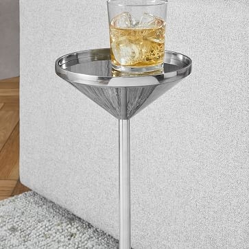 Faceted Drink Table, Silver - Image 1