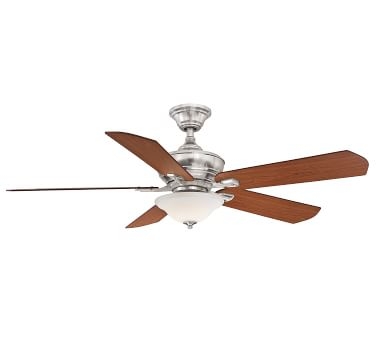 Camhaven Ceiling Fan With Glass Bowl Light Kit, Matte Greige & Weathered Wood - Image 1