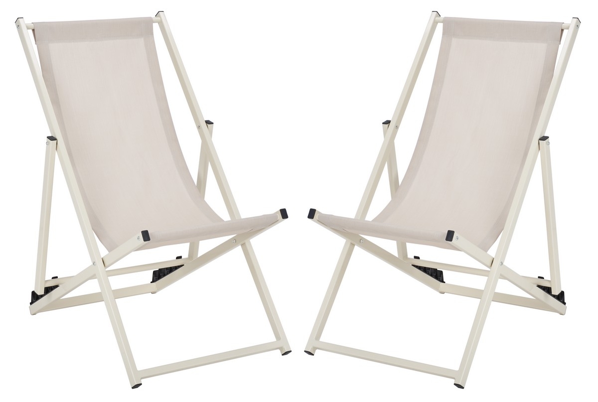 Breslin Set Of 2 Sling Chairs - Beige/Beige - Safavieh - Image 0