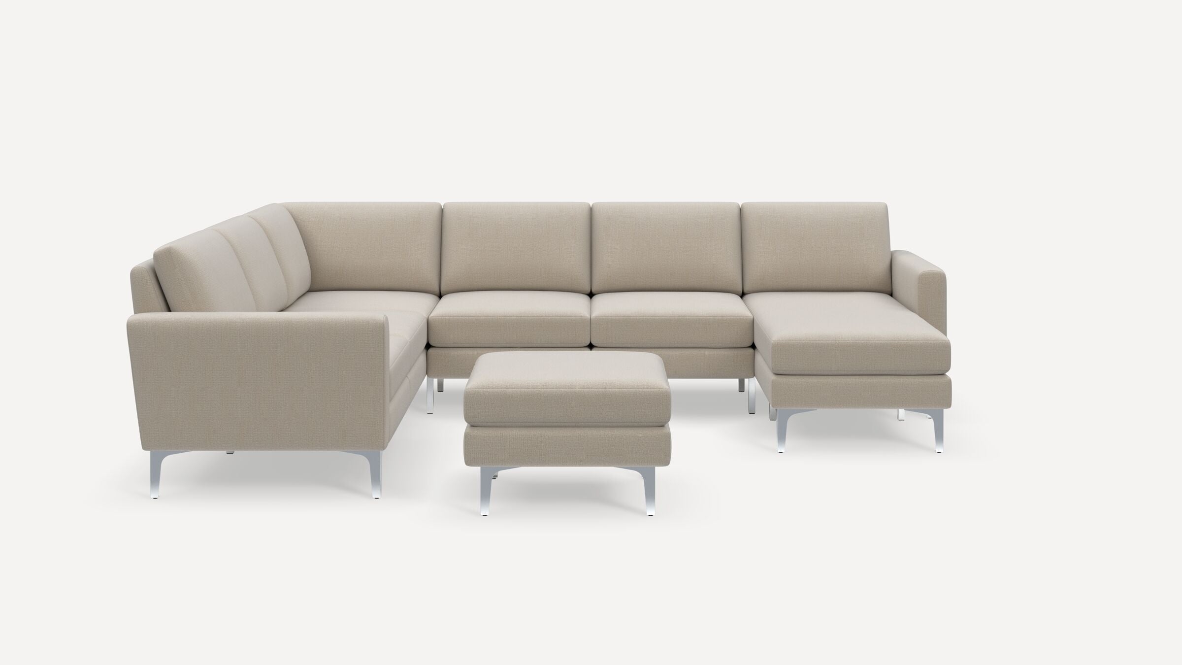 Nomad 6-Seat Corner Sectional with Chaise and Ottoman - Georgia Clay - Performance Chenille / Chrome - Metal / Block - Image 0