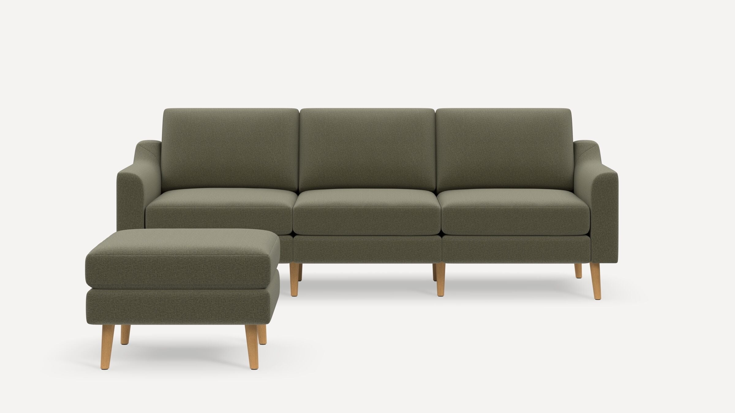 Nomad Sofa with Ottoman - Moss Green - Performance Flatweave / Oak - Wood / Slope - Image 0