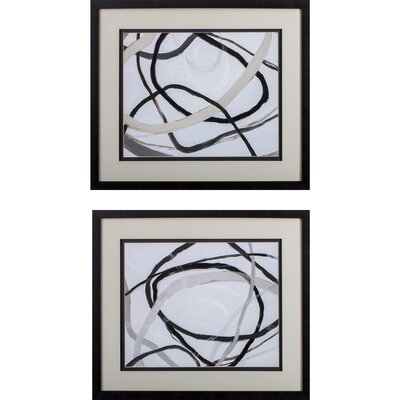 Set Of 2 Abstract Lines Framed Art - Image 0
