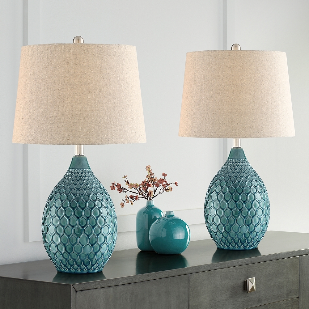 360 Lighting Kate 24 3/4" Sea Foam Ceramic Table Lamps Set of 2 - Image 0