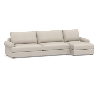 Canyon Roll Arm Upholstered Left Arm Sofa with Chaise Sectional, Down Blend Wrapped Cushions, Performance Twill Stone - Image 0
