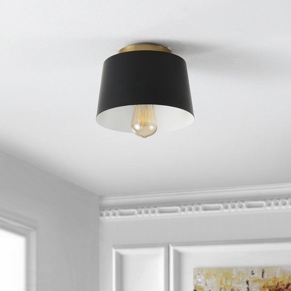 Parkes 8.25" Flush Mount - Black / Brass - Safavieh - Image 2