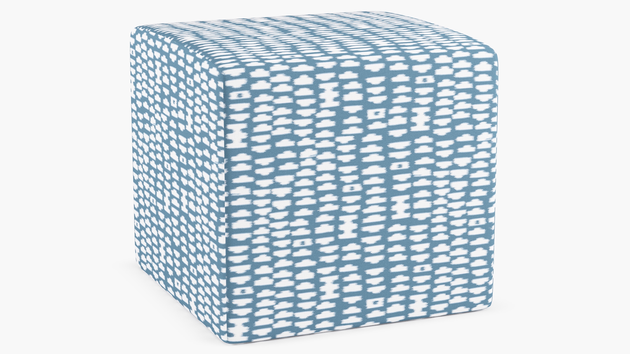 Cube Ottoman, Dusty Blue Odalisque - Image 1