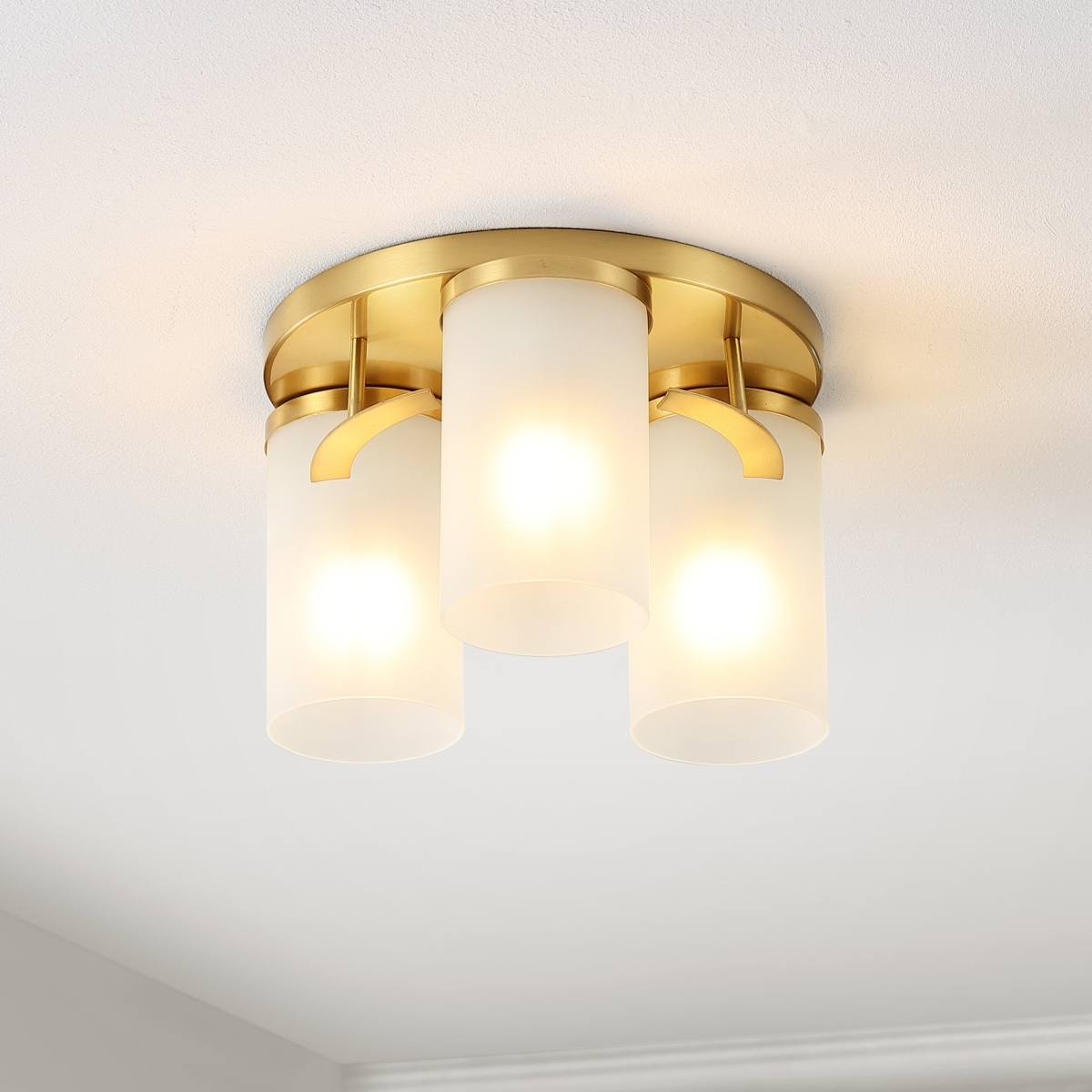 Jeffra 3Lt 12.5" Flush Mount - Brass - Safavieh - Image 6