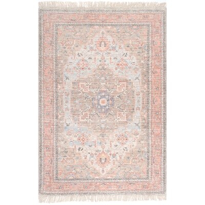 Vallarie Oriental Hand Hooked Cotton Pink Area Rug - Image 0