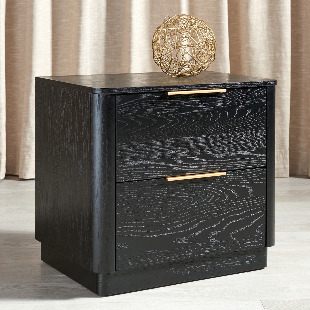 Gabrietta 2 Drawer Wood Nightstand - Black - Image 1