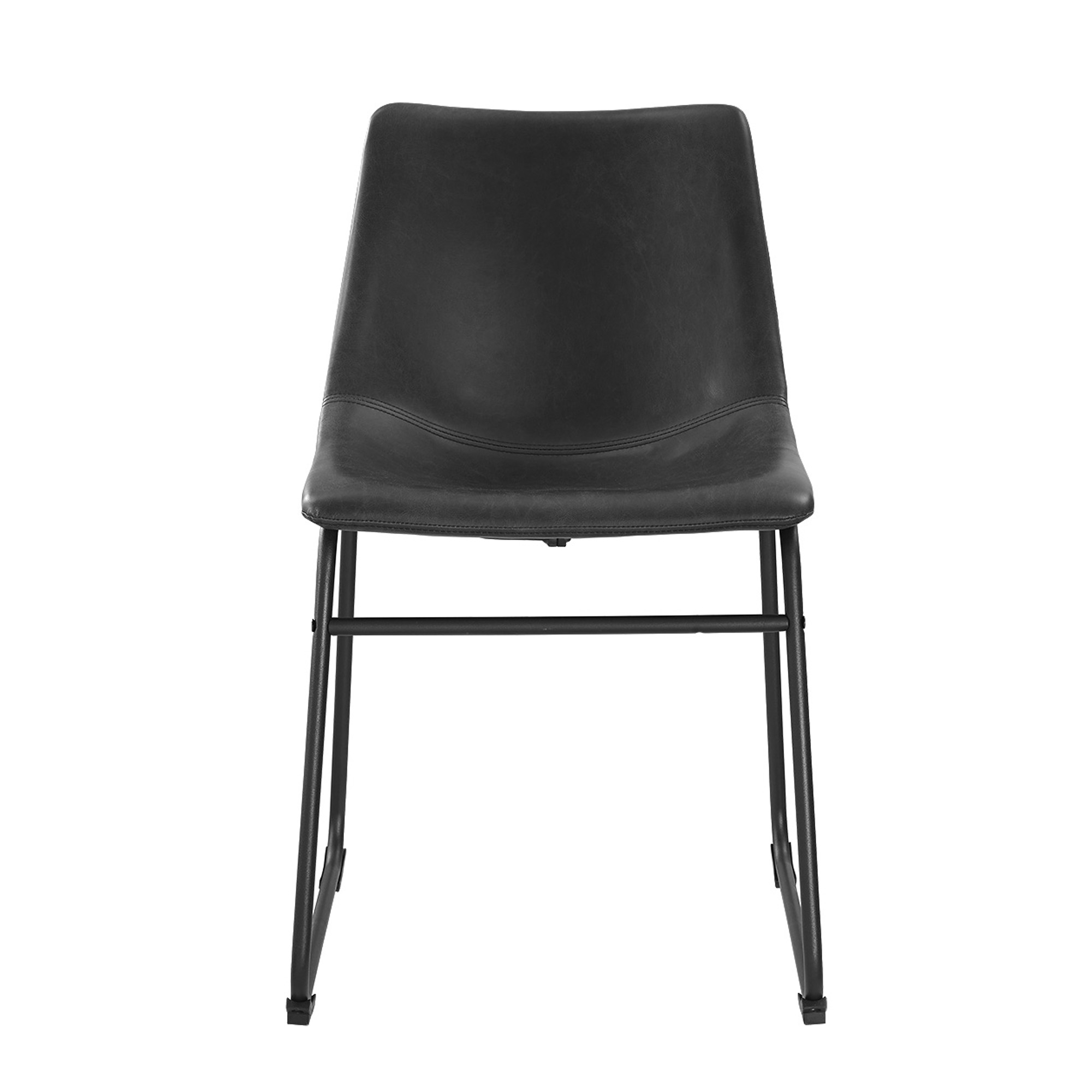 18" Industrial Faux Leather Dining Chair, Set of 2 - Black - Image 2
