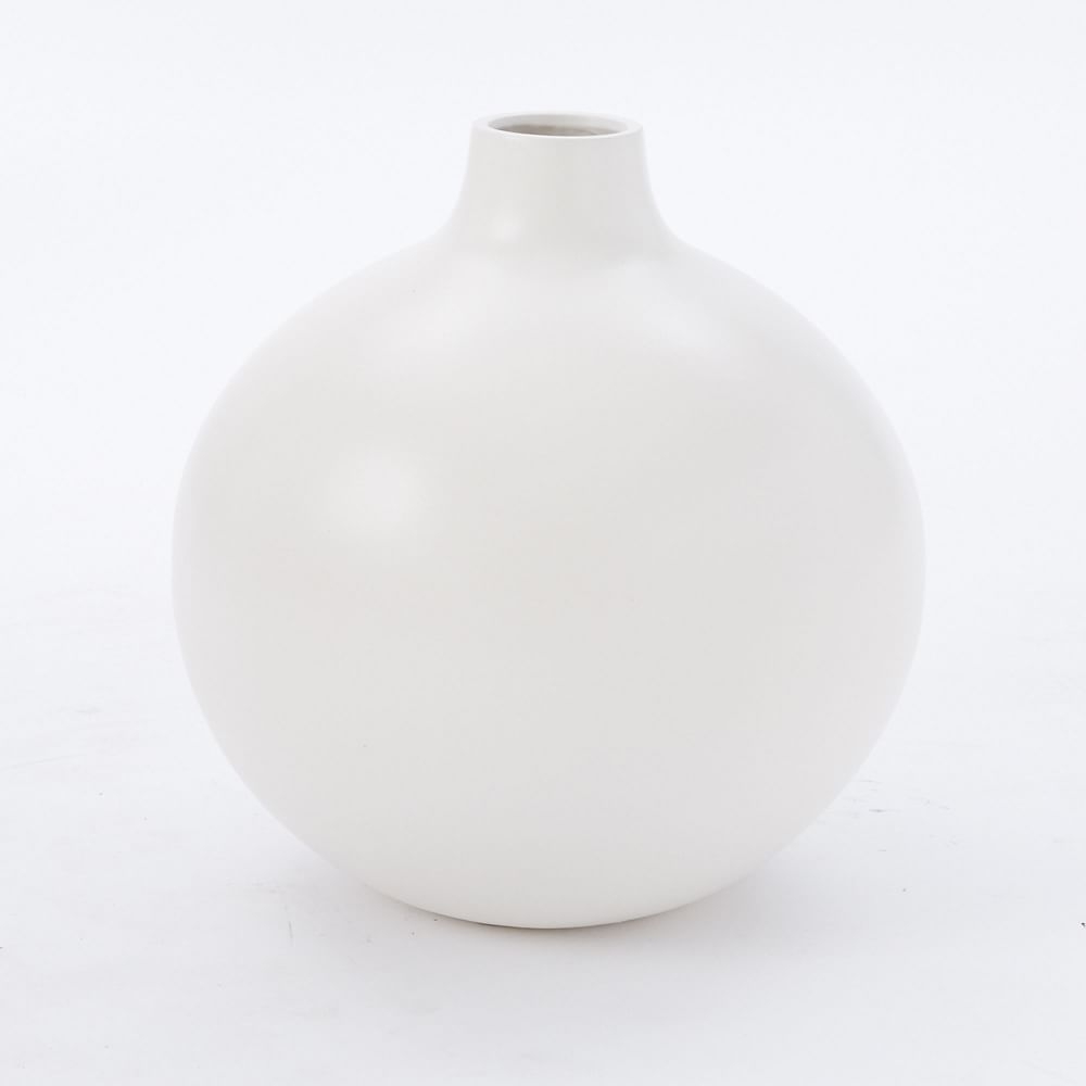 Pure White Ceramic Vase, Oversized Ball 17.1"H - Image 0