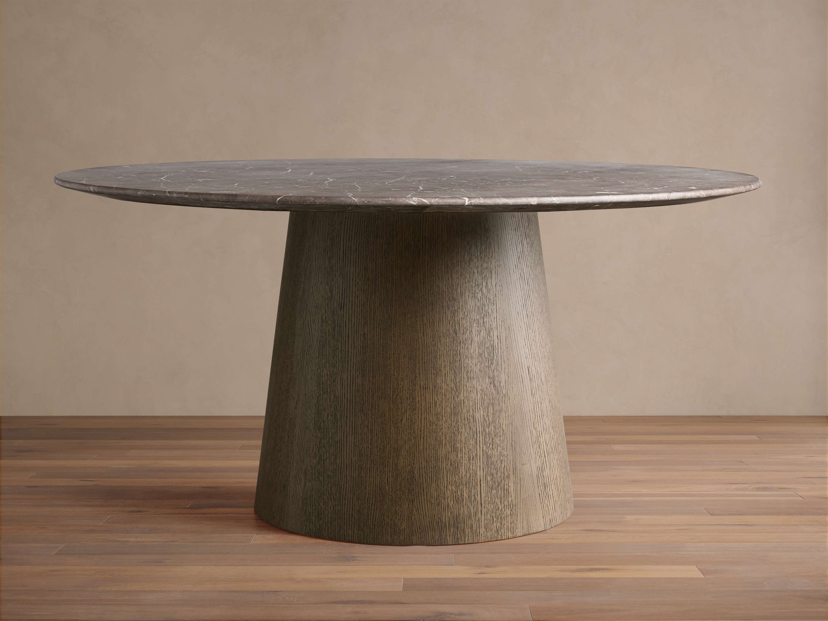 Saint Germain Round Dining Table with Toulouse Base Stone 54" in Brown  Espresso/Chestnut - Image 0