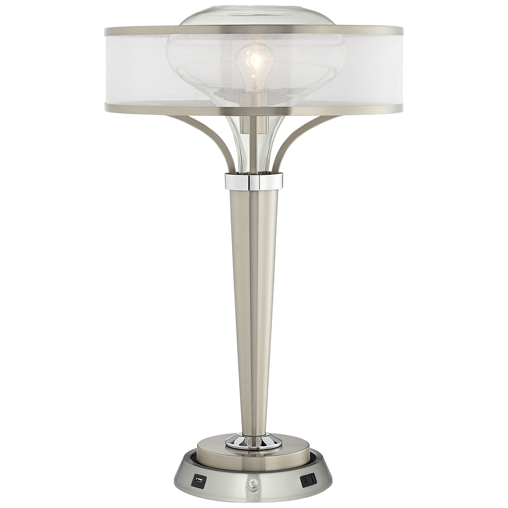 Layne Brushed Nickel Table Lamp w/ Dimmable Workstation Base - Style # 83F13 - Image 0