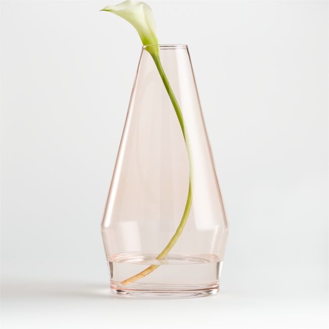 Laurel Angled Pink Glass Vase 13.5" - Image 0