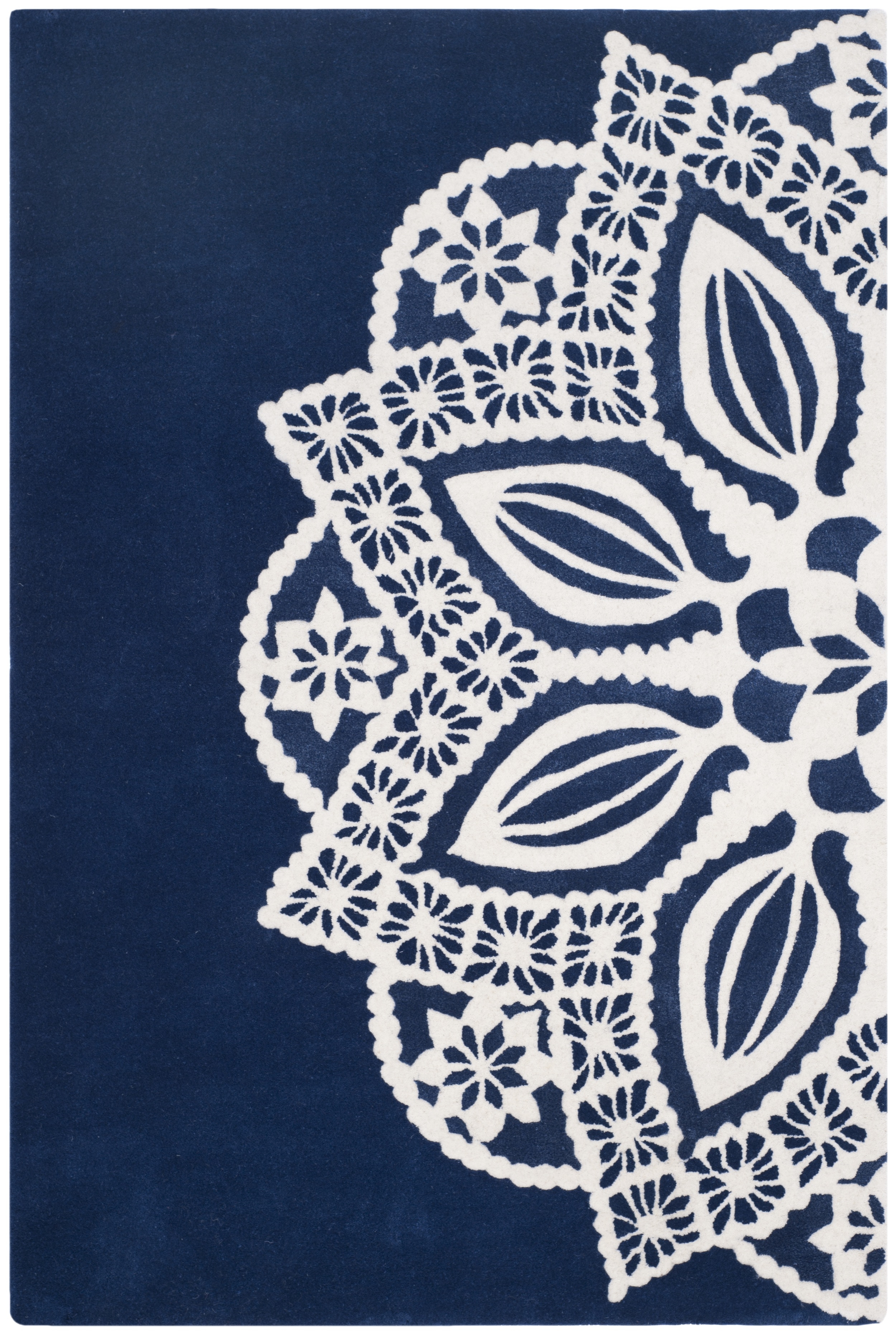 Arlo Home Hand Tufted Area Rug, ALR122A, Navy/Ivory,  4' X 6' - Image 0