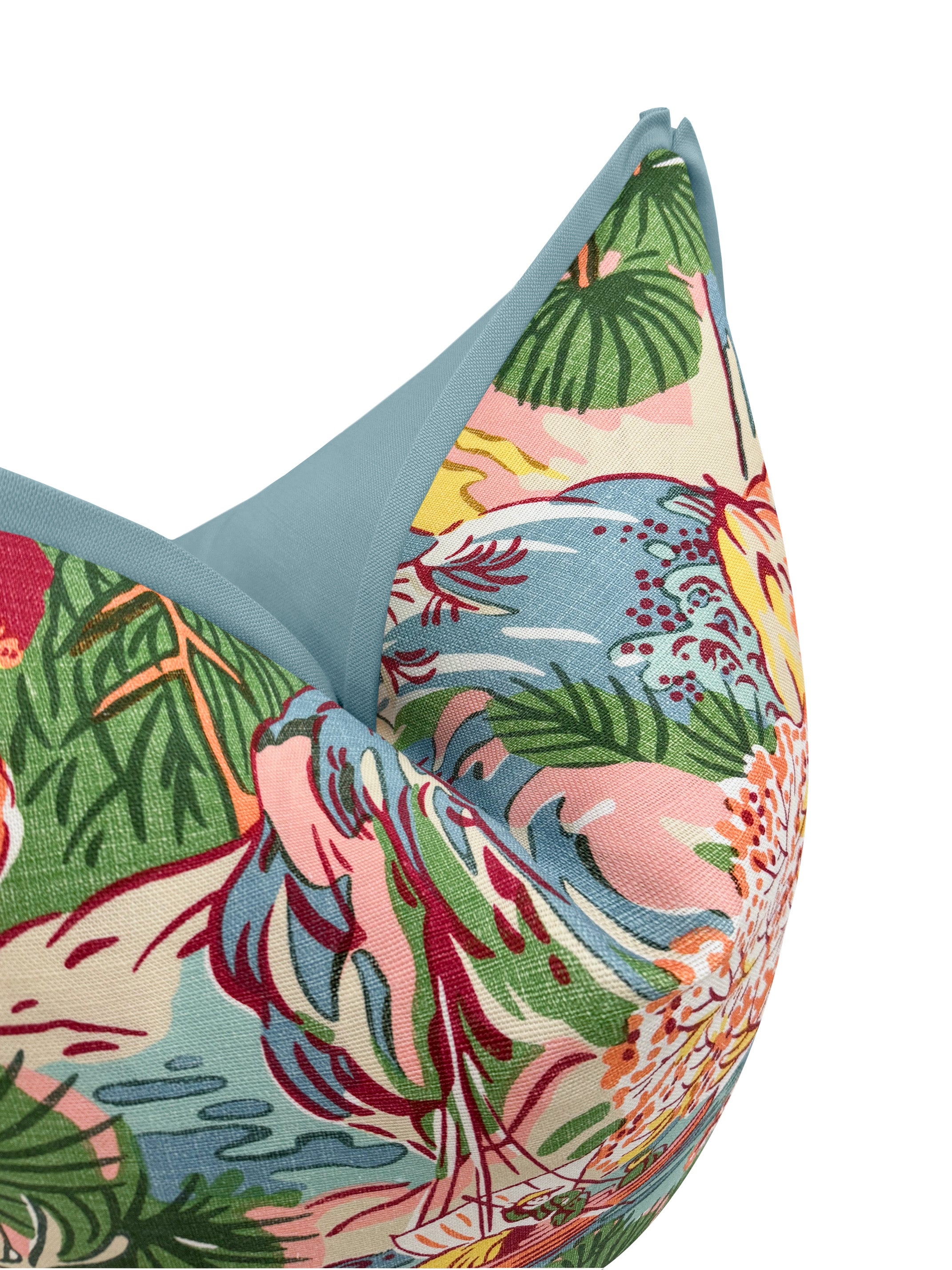 PAGODA TREES // PINK AND GREEN | THIBAUT - SAMPLE 4" X 4" / BUTTERFLY FLANGE / Hydrangea Blue - Image 0