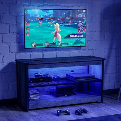 BESTIER Gaming TV Stand Light Up TV Stand For TV With RGB Lights Gaming Entertainment Center W/Storage Industrial Flat Screen Media Console Table Matte Brace For Living Room, Bedroom - Image 0