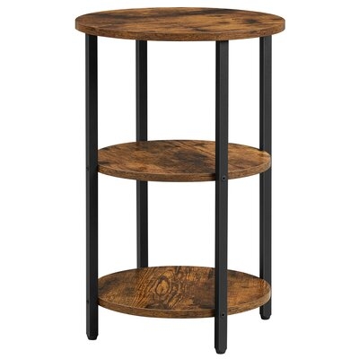 Sofa Side Table, Round Coffee End Table, 3-Tier Accent Table With Steel Frame, For Living Room, Bedroom, Easy Assembly, Industrial, Rustic Brown And Black - Image 0