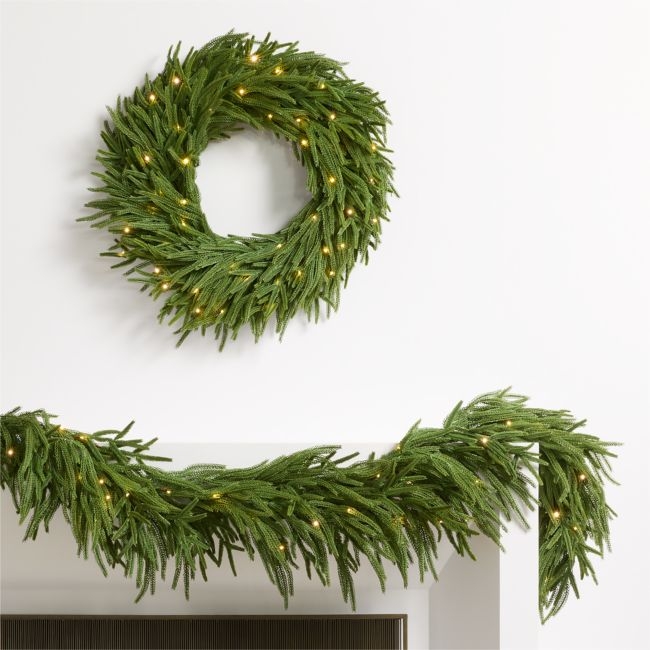 Faux Pre-Lit Norfolk Pine Wreath & Garland Set - Image 0