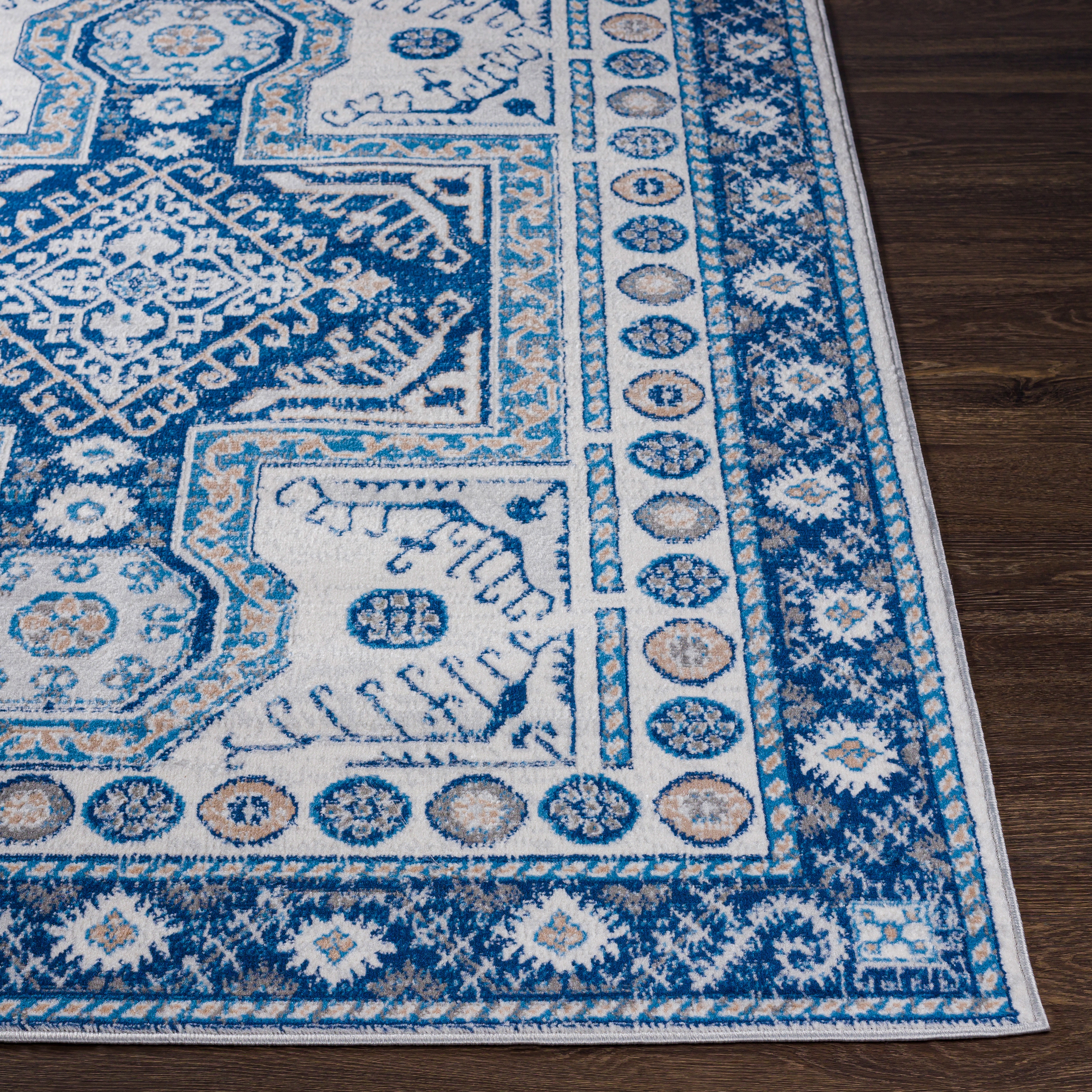 Cesar Blue Indoor 6'7" x 9' Machine Woven Rug - Image 2
