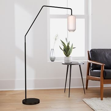 SCULPTURAL OVERARCHING FLOOR LAMP: PEBBLE SMALL: MILK:DARK BRONZE:6" - Image 1