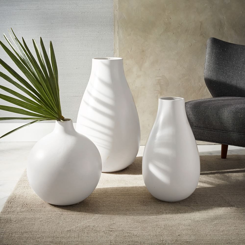 Pure White Ceramic Vase, Set of 3 - Image 0