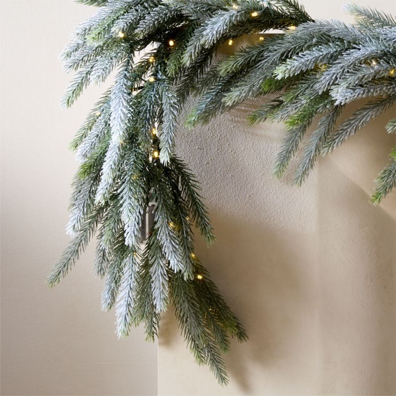 Faux Downswept Pine Pre-Lit LED Holiday Garland with Warm White Lights 84" - Image 1