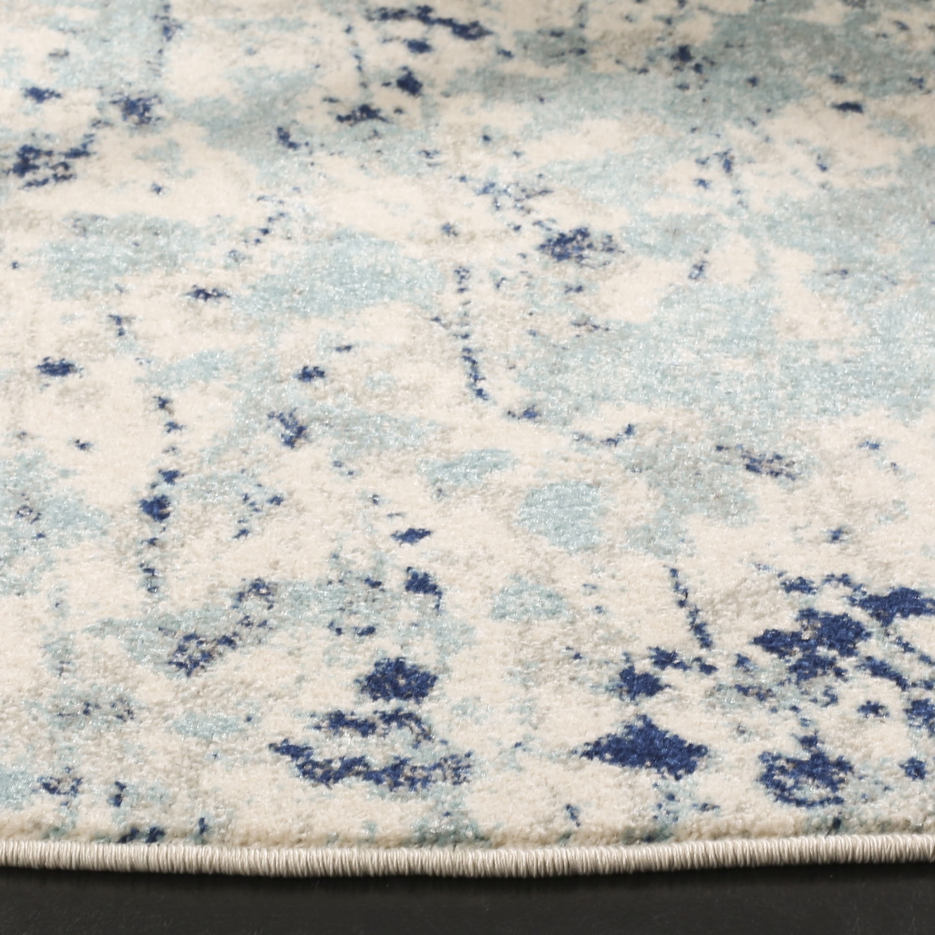 Arlo Home Woven Area Rug, EVK284M, Ivory/Blue,  6' 7" X 6' 7" Round - Image 2