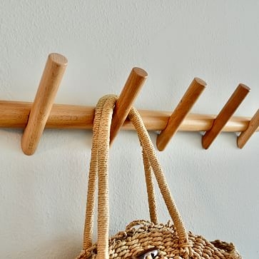 Modern Home Bohemian Style 5-Hook Coat Rack, Large, Wood, Natural - Image 1