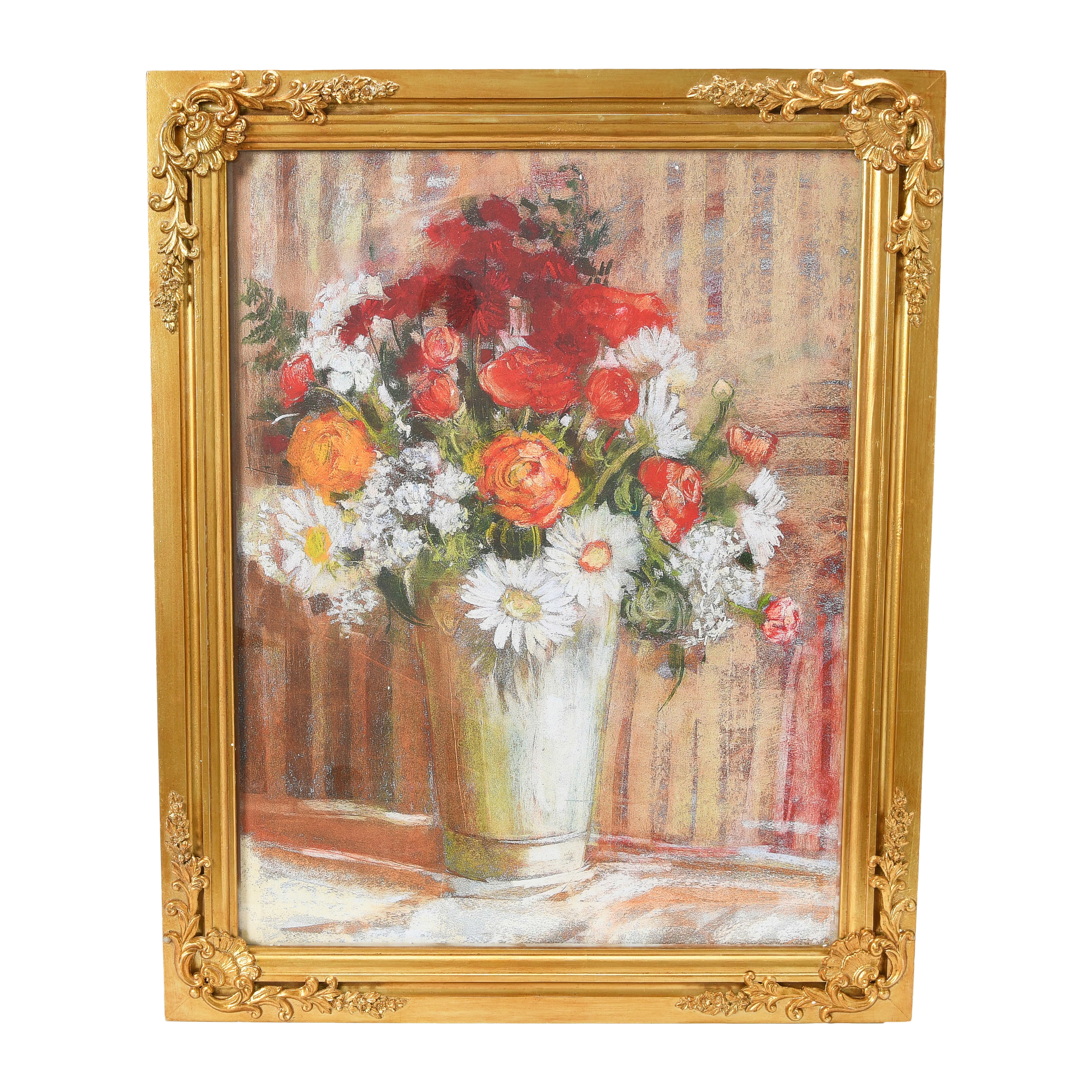 Vintage Reproduction Floral Print with Solid Wood Frame - Image 0