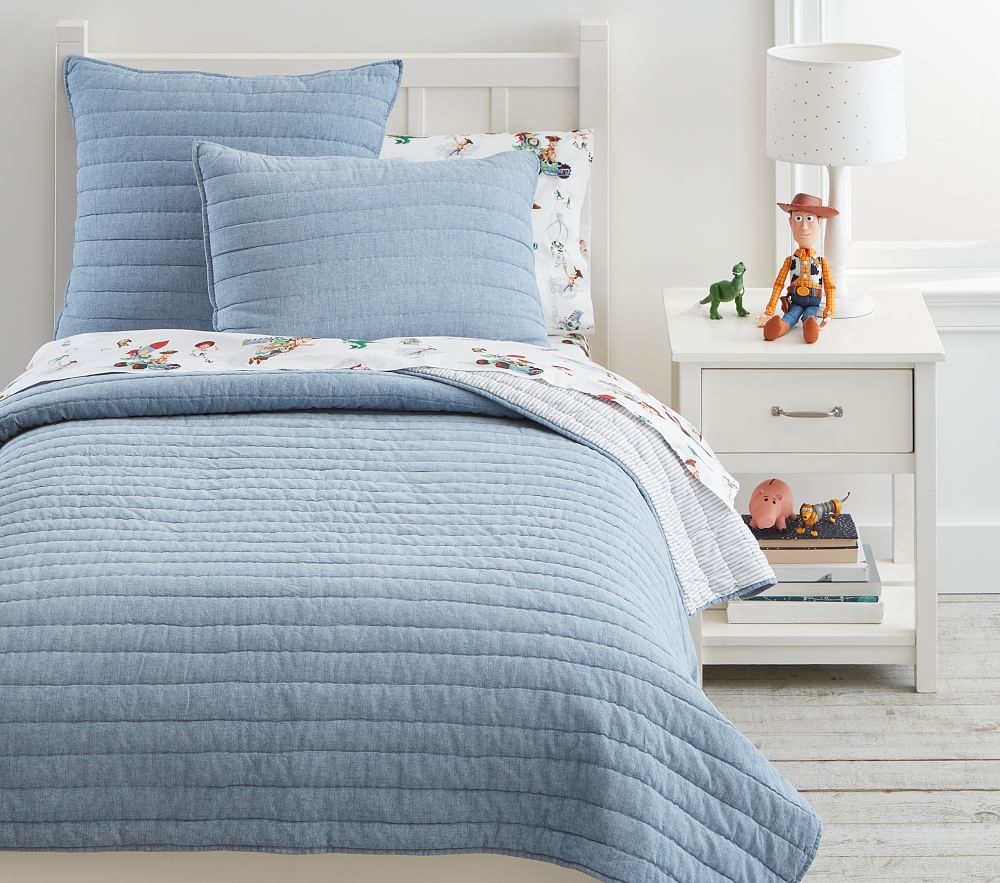 Branson Quilt, Twin Bedding Set, Chambray Blue - Image 0